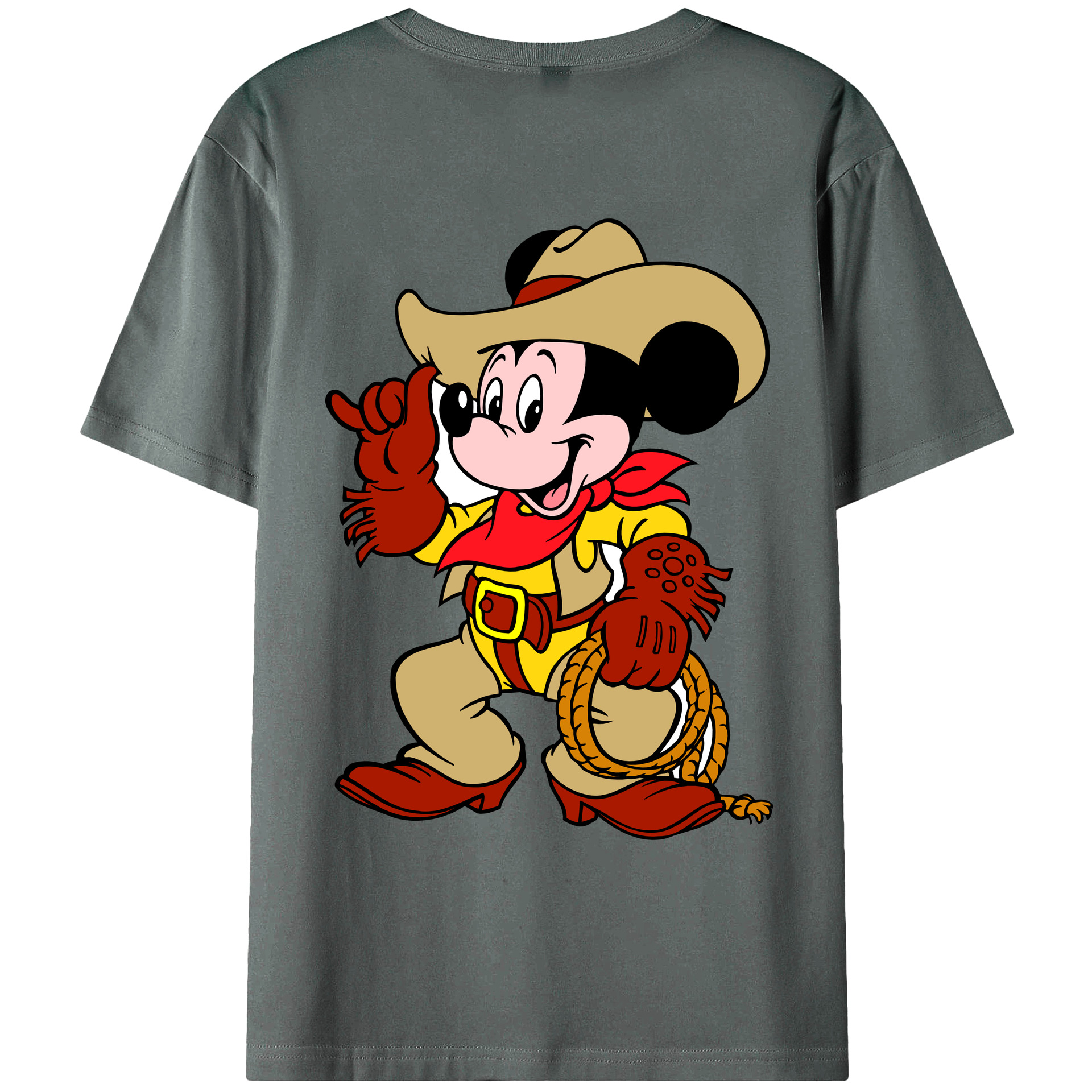 ミッキーマウス Mickey Mouse 綿100％ メンズ半袖Tシャツ（バックプリント） 通気性